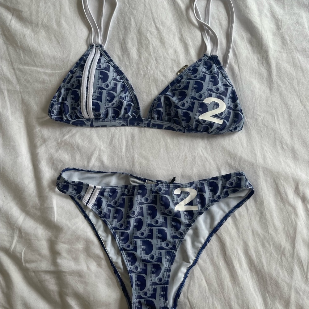 Printed monogram bikini